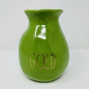 Rae Dunn St. Patrick’s Day Green 6" Bud Vase GOLD